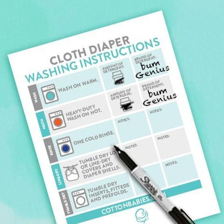 Cloth Diaper Washing Instructions: Fill in the blank Printable