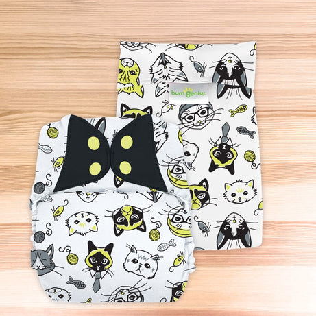 bumGenius Big™ - One-Size Pocket Cloth Diaper - fits 35-70 pounds - The Doodles Collection SINGLES